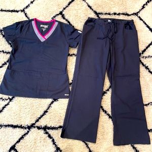 Grey’s Anatomy Scrubs, M top, L bottom, Grey/Pink
